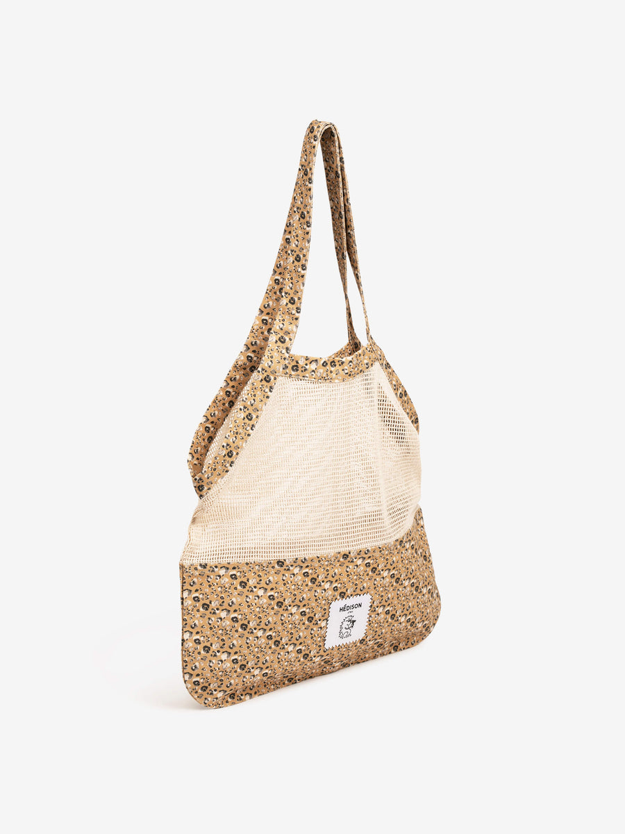 Sac filet Charlie Hédison léopard ocre en coton recyclé