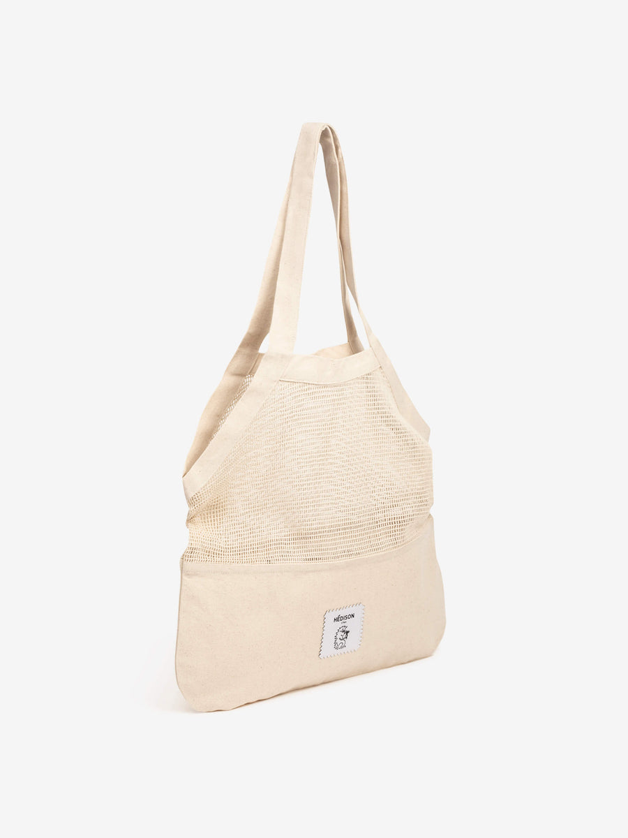 Sac filet Charlie Hédison écru en coton recyclé